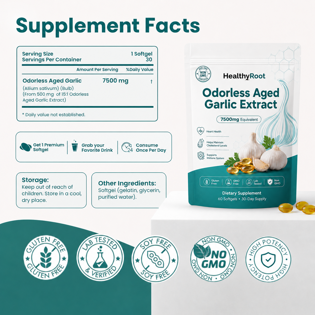 Aged Garlic | Odorless softgels